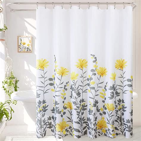 shower curtain yellow flowers